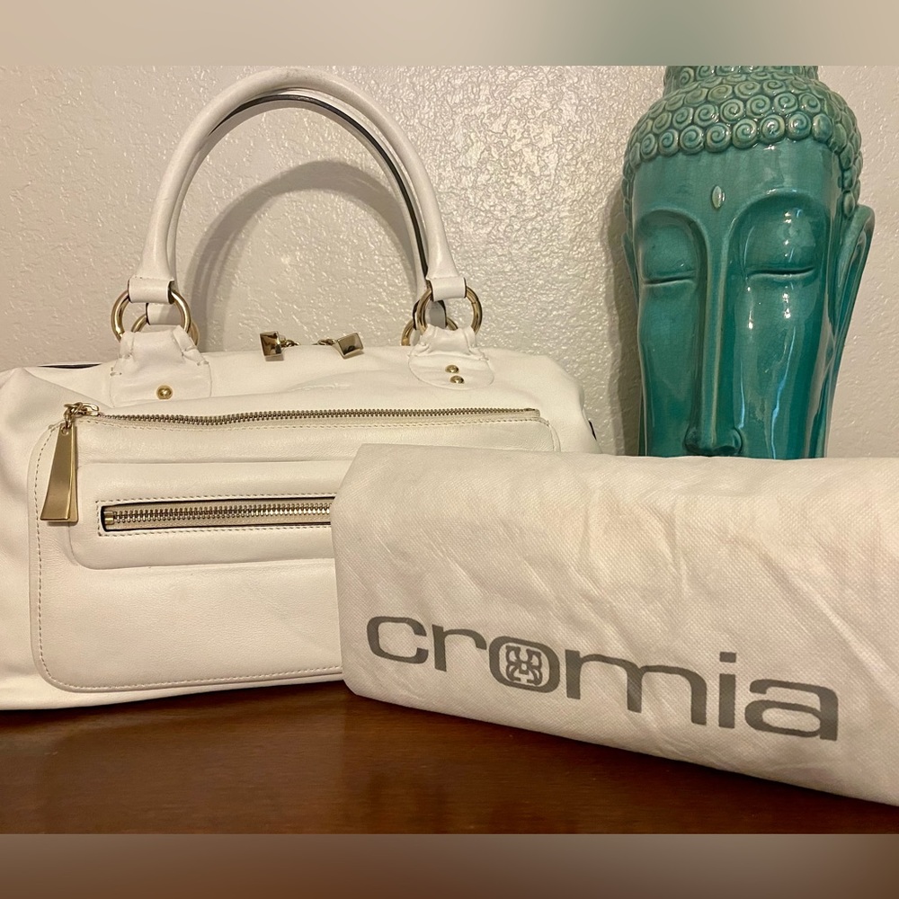 CROMIA Pure White Leather BAG PURSE SATCHEL - Brand NEW - GORGEOUS *TAKE A LOOK*